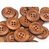15 Elegant Wooden Buttons 25 mm Brown 4-Hole Round Button