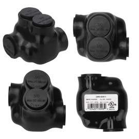 Wengart Insulated Multi-Tap Connector S3/0, Single-Sided Entry, 3/0-6 AWG, Aluminum to Copper Wire Connector, AL9CU Dual Rated, Pre-Filled with Oxide Inhibitor, UL Listed, Black