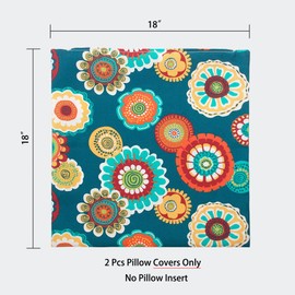 Magpie Fabrics Pack of 2 Outdoor Waterproof Throw Pillow Covers 18 x 18 Inch, Christmas Decorative Cushion Sham Pillowcase Shell for Garden Patio Tent Balcony Couch Sofa(Heronsbill Turquoise Green)