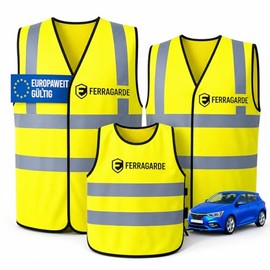 High Visibility Vests Car Family Set - Premium Set of 3 (2 Adults + 1 Children's Vest) 2026 Update EN ISO 20471 Safety Vest Car - Valid Europe - Safety Vest Set for Cars
