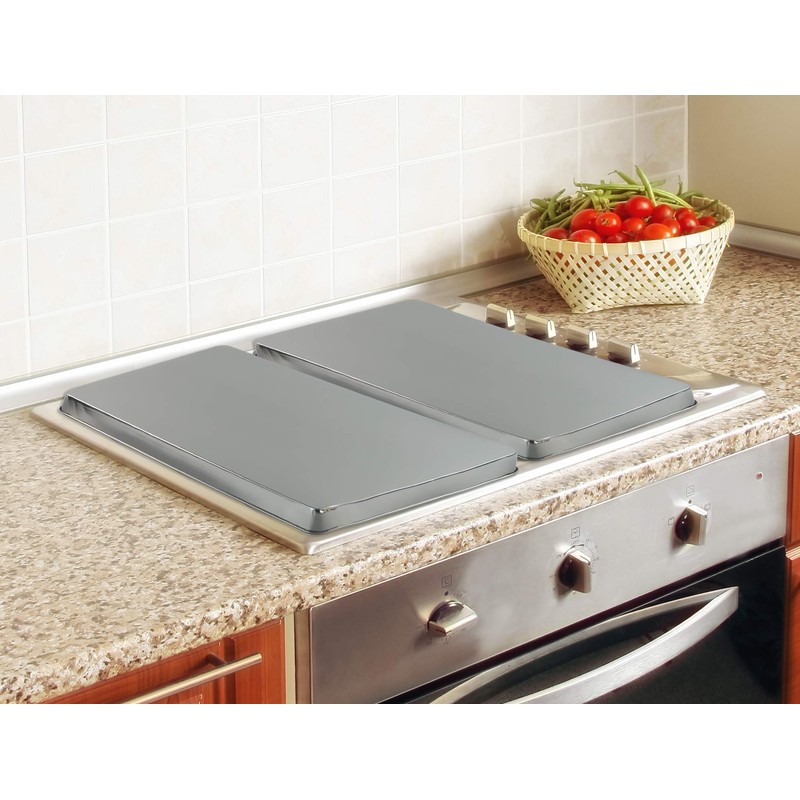 Reston Lloyd Rectangular Burner Cover, Steel, Set of 2, Stainless