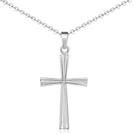 MATERIA by Matthias Wagner KA-300 Cross Pendant 925 Silver for Men and Women Religion with Jewellery Box, Silver