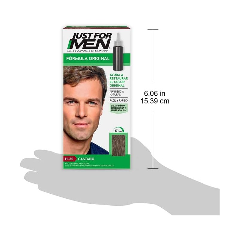 Just For Men Shampoo para Canas, Fórmula Original, Castaño H35,