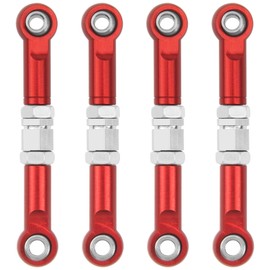 4pcs Metal Steering Rod Servo Linkage Applicable Hyper Go MJX 16207 16208 16209 16210 H16BM H16GT H16DR 1/16 RC Car (Red)