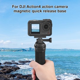 PULUZ Magnetic Quick Release Base Extension Mount for DJI Osmo Action 4/3 Action Camera Adapter Compatible with Selfie Sticks/Tripod