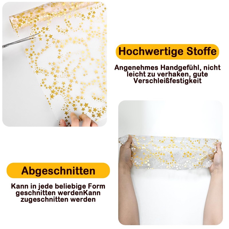 Herboom Organza table runner stars, 28 cm x 7 m,