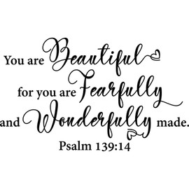 My Vinyl Story Large You are Beautiful for You are Fearfully and Wonderfully Made Wall Sticker Inspirational Decal Motivational Office Decor Quote Wall Art Vinyl Classroom Words and Saying 32x20in