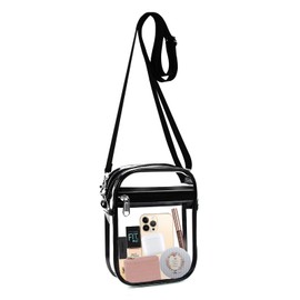 Fibrdoo Clear Crossbody Purse Bag, Clear Bag Stadium Approved with Front Pocket for Concerts Sports Festivals (L)
