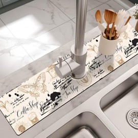 Kitchen Sink Splash Guard Faucet Mat -1 PC Super Absorbent Fast Drying Mat Sink Gadgets-Splash Guard Behind Faucet Drip Catcher for Kitchen, Bathroom,Sink Mat, Dish Drying Mat, Bathroom(23.5" X 5.5" )