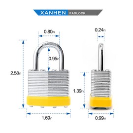 XanHen Keyed Alike Laminated Steel Padlocks with Normal Shackle for Sheds, Fences & Lockers (24-Pack)