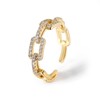 LIAN 14K Gold Plated Rings Cubic Zirconia Oval Square Chain