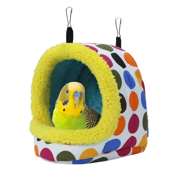 Bird Hanging Hammock Winter Warm Parrot Nest House Bed Plush Snuggle Pet Cave Hammock Toy for Conure Lovebird Budgie Parakeet Cockatiel Cage Accessory (Medium)