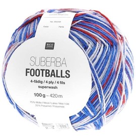 Footballs Sock Wool 4-Ply 100g - 420m Blue Red
