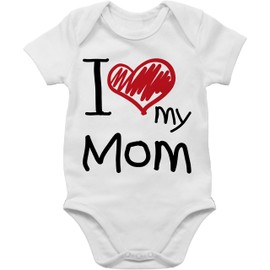 Shirtracer - Mother's Day gift mum gift baby - I Love My Mom black - baby bodysuit short sleeve for boys and girls, 1 White, 0-3 Monate