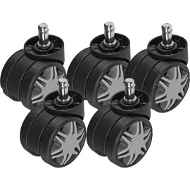 chairpartsonline 2.4" Replacement Carpet Casters with Gray Spokes - Set of 5 - R-CHG-60-5