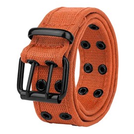 Gelante Canvas Double Grommet Hole Belt 12 Colors, Orange, Medium