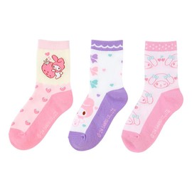 Sanrio 455334 Sanrio Kids' Socks, Set of 3, Socks, 5.1 - 5.9 inches (13 - 15 cm), My Melody, My Melody, Character