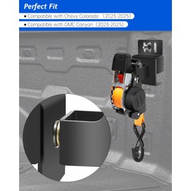 2 Pcs Dual-Pivot Retractable Truck Bed Ratchet Straps, Multi-Angle Rotation Bed Mounted Retractable Tie Down Straps Compatible with Chevy Colorado, GMC Canyon 2023-2025