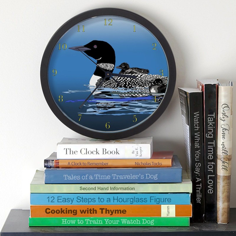 CafePress Loon with Babies Unique Decorative 10" Wall Clock