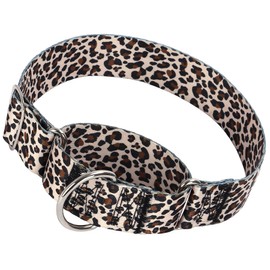 1.5 Inches Martingale Collar for Medium Dogs,Wide Adjustable Heavy Duty Training Collars with Leopard Pattern,No Slip Dog Collar Perfect for Training,Walking, Hunting(Leopard M)