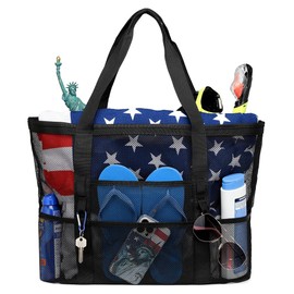 Karsaer G0141 Beach Bag, Pool Bag, Large Capacity, Mesh Bag, Hot Spring Bag, 38L Waterproof, Foldable, For Beach/Shopping/Swimming/Gym/Spa/Spa/Travel/Beach/Bath Bag, Black