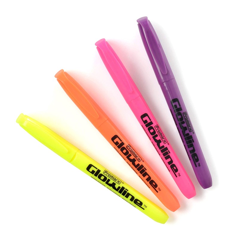 Promarx Pocket Stick Highlighters, Assorted Colors, 4 Count (HS07-LPCB04-48)