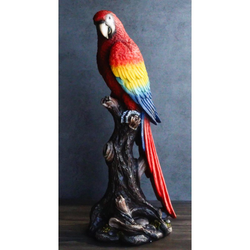 Ebros Tropical Rainforest Red Scarlet Macaw Parrot Perching On Branch