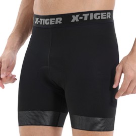 X-TIGER Cycling Underwear Mens Bike Shorts 5D Padded Mountain Biking Riding Shorts with Anti-Slip Leg,Bicycle Liner Shorts Blackgrey