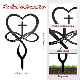 Slagindeco Metal Infinity Heart Cross Grave Decoration Cemetery Stake