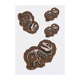 4 x 'T-Rex Fossil' Temporary Tattoos - Water Resistant, Skin-Safe, Non-Toxic Transfers, Mixed Sizes (TO00076476)