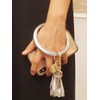 Elegance with Flair Black Glitter Leatherette Round Enamel Tassel Key