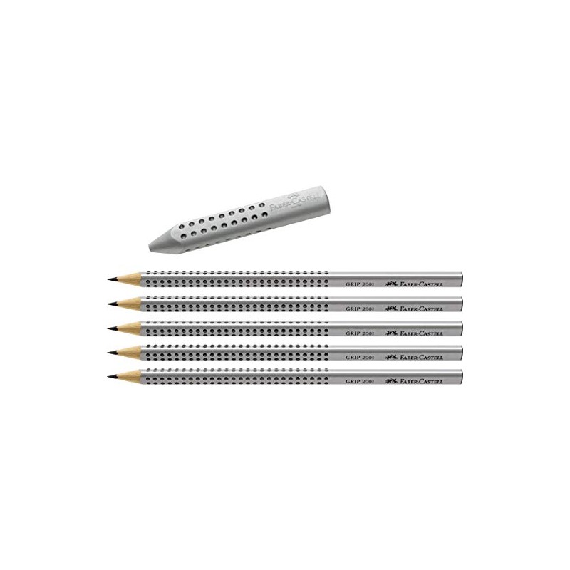 Faber-Castell Grip 2001 Triangular Eraser (Eraser + 5 HB Pencils,