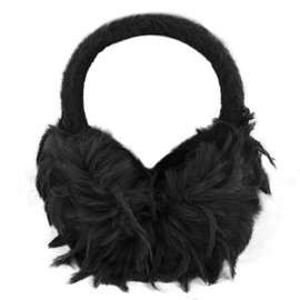 Fashionable Foldable Earmuffs for Autumn and Winter - Warm Plain Ear Warmers with New Tassel Feathers Portable Ear Cups Earmuffs, black