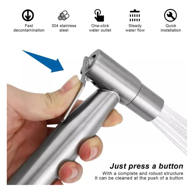 Kit Grifo Rociador Bidé De Mano Inodoro P/ Higiene Personal