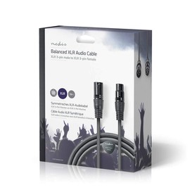 Nedis COTG15010GY100 Balanced XLR Audio Cable | XLR 3-Pin Male - XLR 3-Pin Female | 10 m | Grey