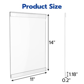 DigDozer 8 Pcs Acrylic Sign Holder 11 x 14, Vertical Wall Mount Sign Holders with Adhesive, Clear Plastic Frames Paper Display Sign Holders for Office, Home, Store, Restaurant - No Drilling