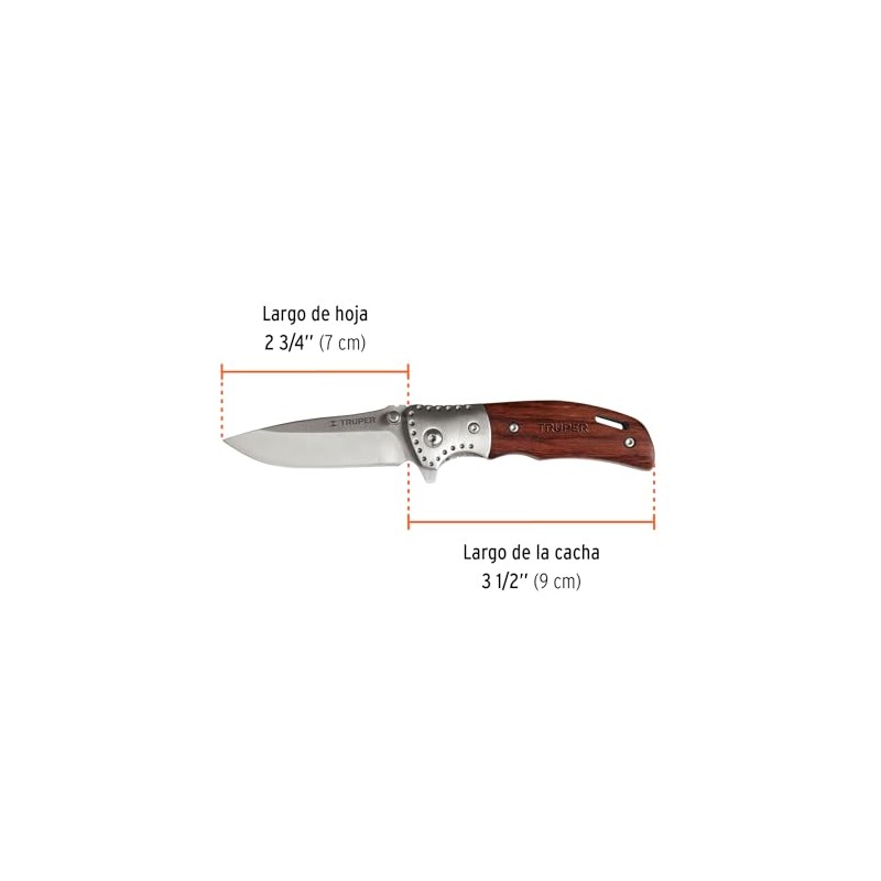 Truper NV-3, Navaja abatible 3-1/2" mango de madera