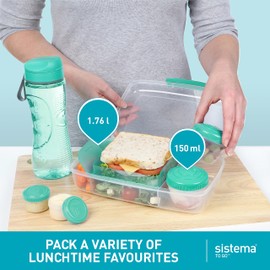 Sistema Bento Box to Go with Fruit/Yogurt Pot, 1.76 L-Assorted Colours