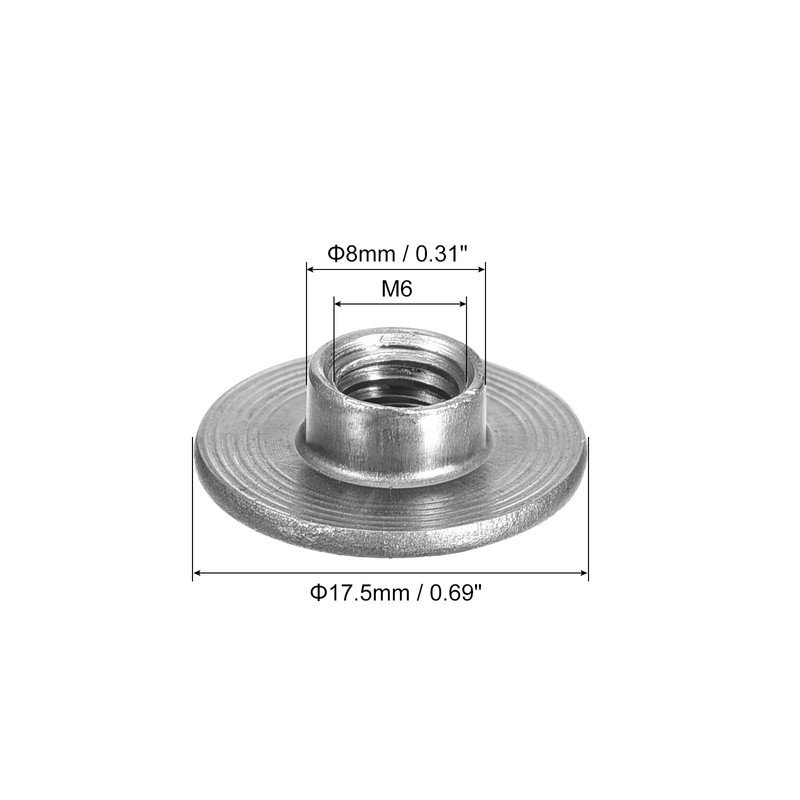 uxcell M6 T-Nuts, 12pcs Carbon Steel Tee Nuts, Round Base