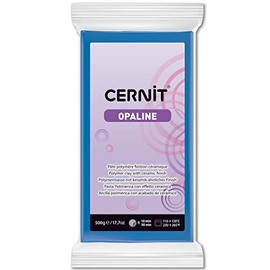 CERNIT CE0880500261C Block Modelling Clay (Polymer) Opaline, Semi Translucent, Oven Hardening, Ready to Use, 500 g, for DIY, Jewellery, Figures, for Beginners and Hobby Artists, Blue, Pack of 1