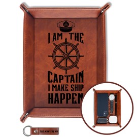 INNObeta Boat Accessories Gifts for Men, Valet Tray for Male, Bedside Tray with Keychain - I'm The Captain I Make Ship Happen