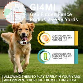GPS Wireless Electric Dog Fence System Pet Collar for Dogs with 3 Warning Modes Radius 25-999 Yards Waterproof & Rechargeable Receiver Containment Outdoor