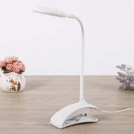 Portable LED Desk Soft Light Lamp, USB Eye Protect Clip Bed Light/Multifunctional Small Dormitory Torch/Creative 360 Degree Rotating Gooseneck Arm Reading Lighting Tool