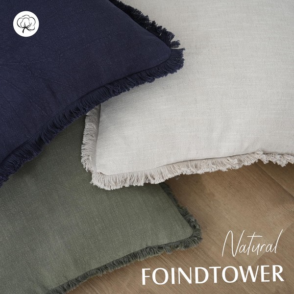 Foindtower Foindtower Set of 2 Decorative Linen Fringe Throw Pillow