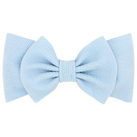 Wee Ones Girls Soft Solid Rippled-Textured Large Baby Girls Bowtie on Matching Wide Band, Millennium Blue