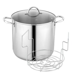 GreatChef Stock Pot Stainless Steel for Cooking Riveted Handle, Heavy Duty Vessel,Induction Compatible All Cooktops in Use, Dishwasher & Oven Safe (20 Quart + Canning Rack)