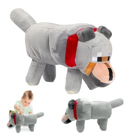 SKIKHN Plush Toy Stuffed Toy, 35 cm Grey Wolf Cuddly Toy Figures, Plush, Funny Plush Cuddly, Ideal for Collecting Doll Gift for Children Fans and Game Enthusiasts