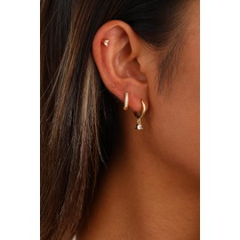 Kyerlyn 3 Pairs Gold Hoop Earrings Set: Dainty Stud Earrings Trendy Small 14K Gold Plated Hypoallergenic Dangle Cartilage Huggie Hoop Earrings Gold Jewelry for Women Gifts
