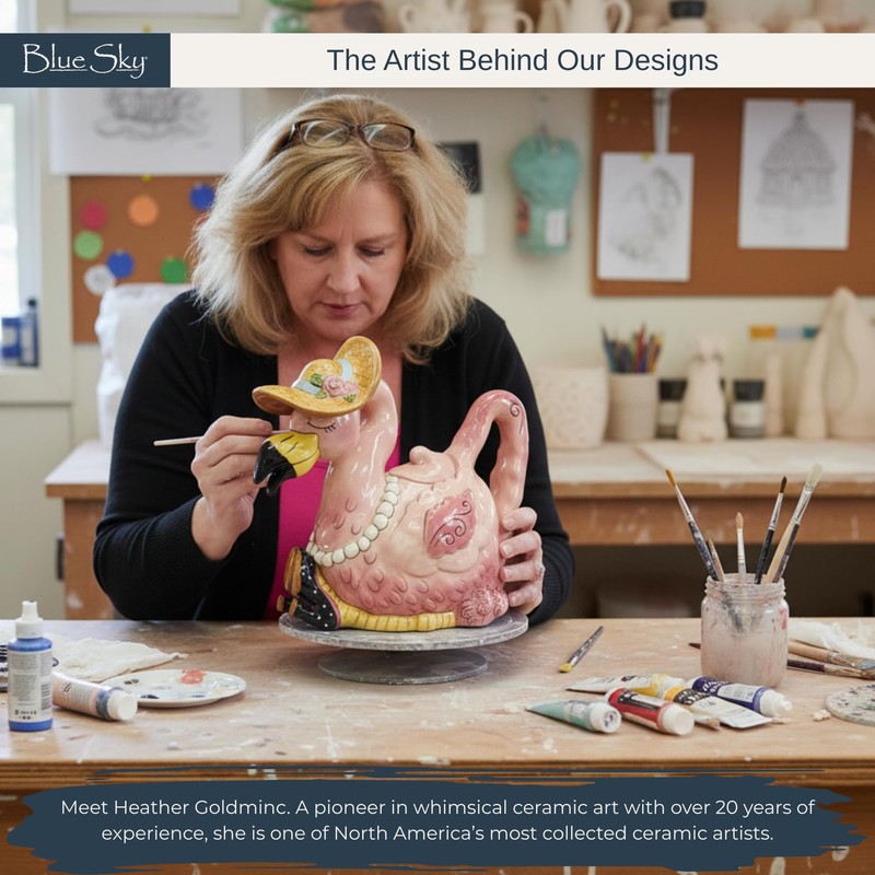 Blue Sky Ceramic Miss Precious Flamingo Teapot