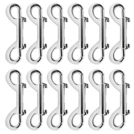 Zorveiio 12 Pcs 2.7 Inch Double Ended Bolt Snaps Hook, Zinc Alloy Double Snap Hook Chain Clips for Dog Leash Key Chain Horse Tack Pet Feed Bucket Garage Use, Silver